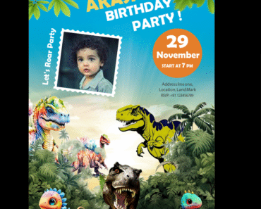 Dinosaur Birthday Invitation Vector